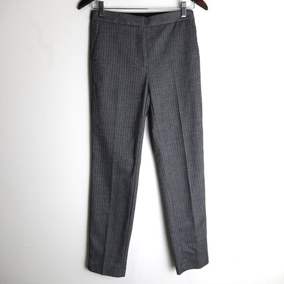 Zara Striped Tweed Pleated Front Dress Pants Straight Leg Size Small - Picture 1 of 7